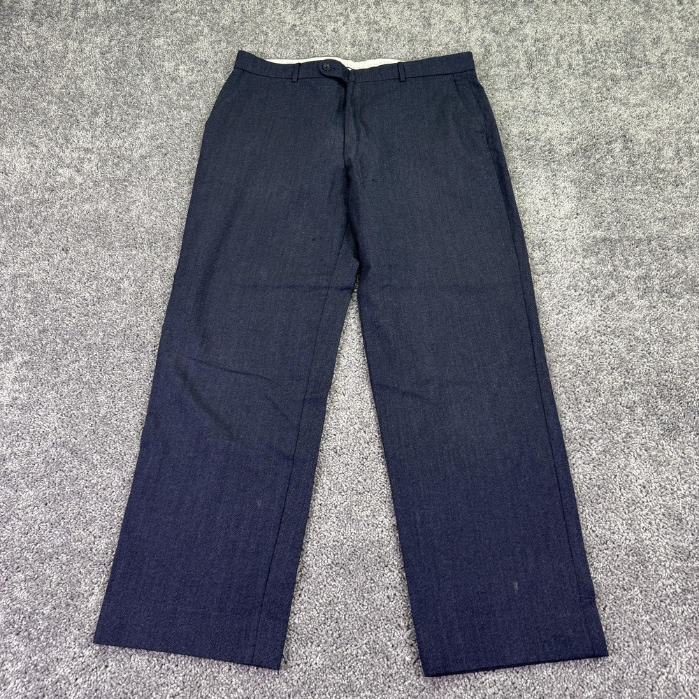 Ballin Dress Pants Mens 38x32 Blue Wool Classic Business Formal Office Straight